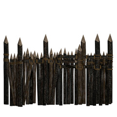 Wall of wooden pikes