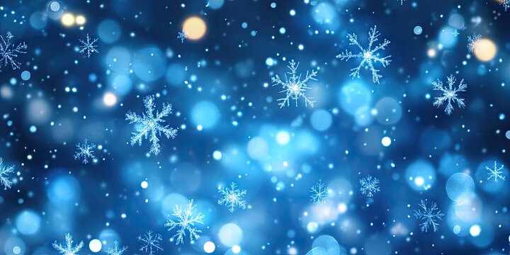 Blue winter background with snowflakes and bokeh (1) - Powered by Adobe