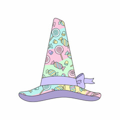Pastel CandyThemed Witchs Hat with Bow.