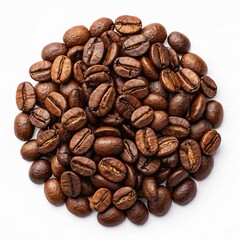 Naklejka premium Roasted Coffee Beans on White Background