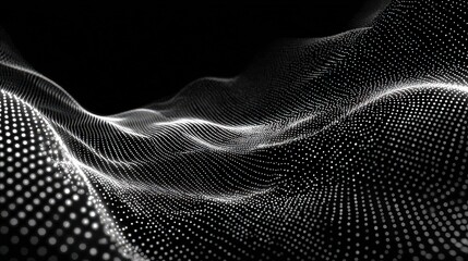 Abstract Digital Wave Design With Black White Dots