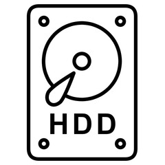 HDDの線画イラスト　ストレージデバイス アイコン