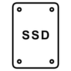 SSDの線画イラスト　ストレージデバイス アイコン