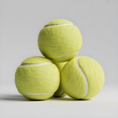 Close Up of Bright Yellow Tennis Balls on White Background – Sports Equipment Concept
