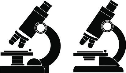 Microscope silhouette, science equipment, laboratory research tool, biology experiment symbol, medical device, scientific analysis icon, education illustration, technology concept, healthcare design
