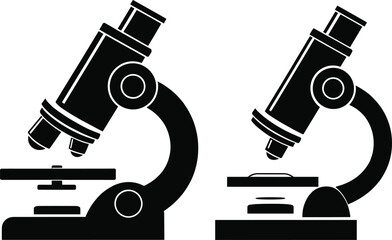 Microscope silhouette illustration, laboratory equipment, science tool, biology research, medical device, microbiology, chemistry, education, experiment, technology, analysis, discovery