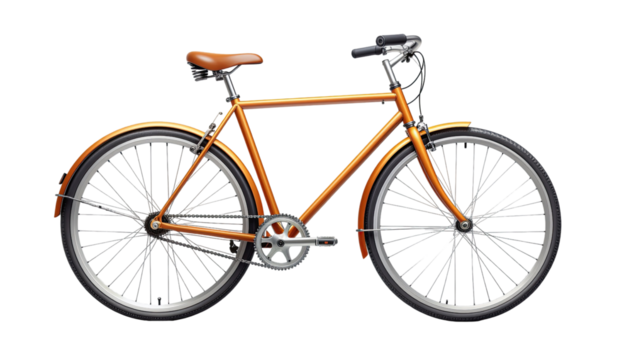 Vintage orange bicycle with classic design and retro style isolated on white background
