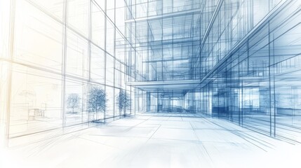 Fototapeta premium Sketch of the business center. From drawing to implementation.