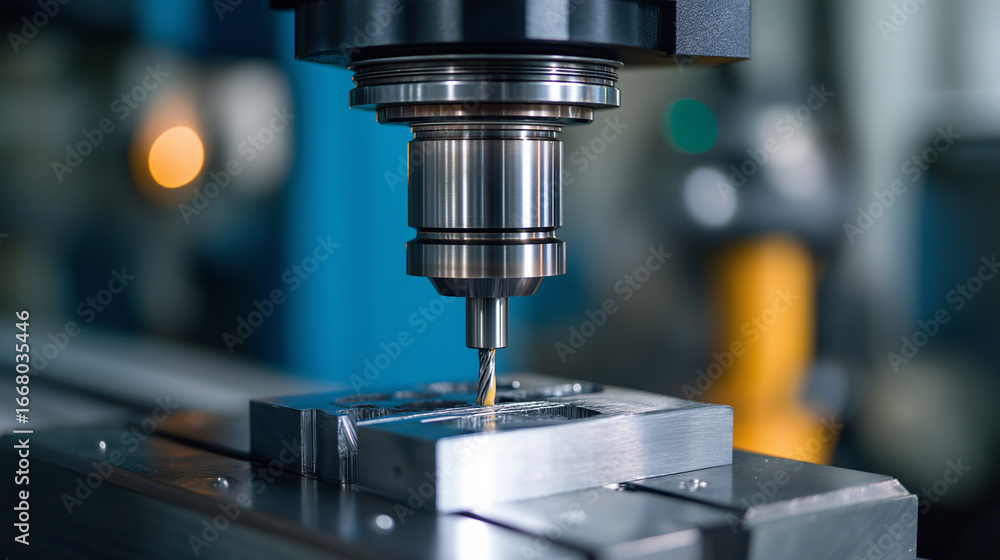 Poster an advanced machining center with computer numerical control (cnc) technology produces high-precisio