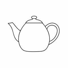 Fototapeta premium Simple Outline of a Classic Teapot with Lid and Handle.