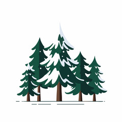Fototapeta premium Stylized Evergreen Trees with Snow Accents, Winter Forest Illustration