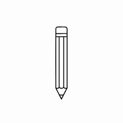 Simple Black Outline of a Classic Pencil for Writing and Drawing