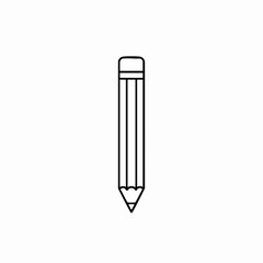 Minimalist Pencil Illustration with Eraser and Sharp Point in Black Outline