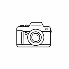 Simple Black Line Art Depicting a Classic Digital Camera