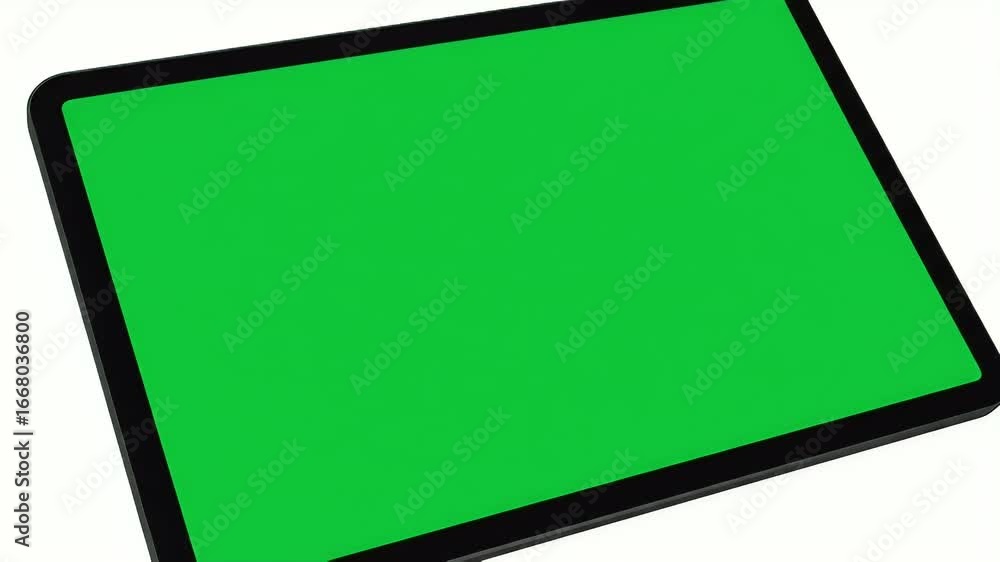 Poster digital tablet with green screen display for mockup. isolated device with chroma key background for 