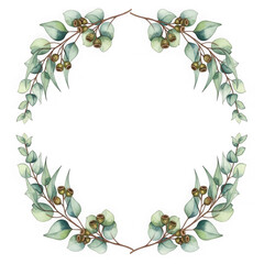 Elegant eucalyptus wreath with delicate leaves and blossoms