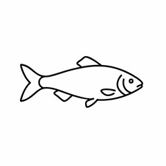 Fototapeta premium Simple Black Outline Illustration of a Swimming Fish with Fins