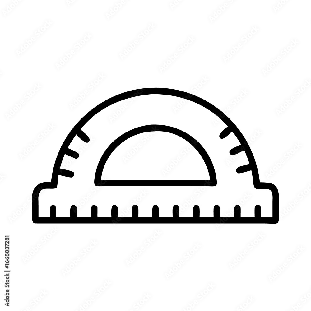 Poster Protractor icon vector illustration of geometry math tool for education and engineering design element on transparent background