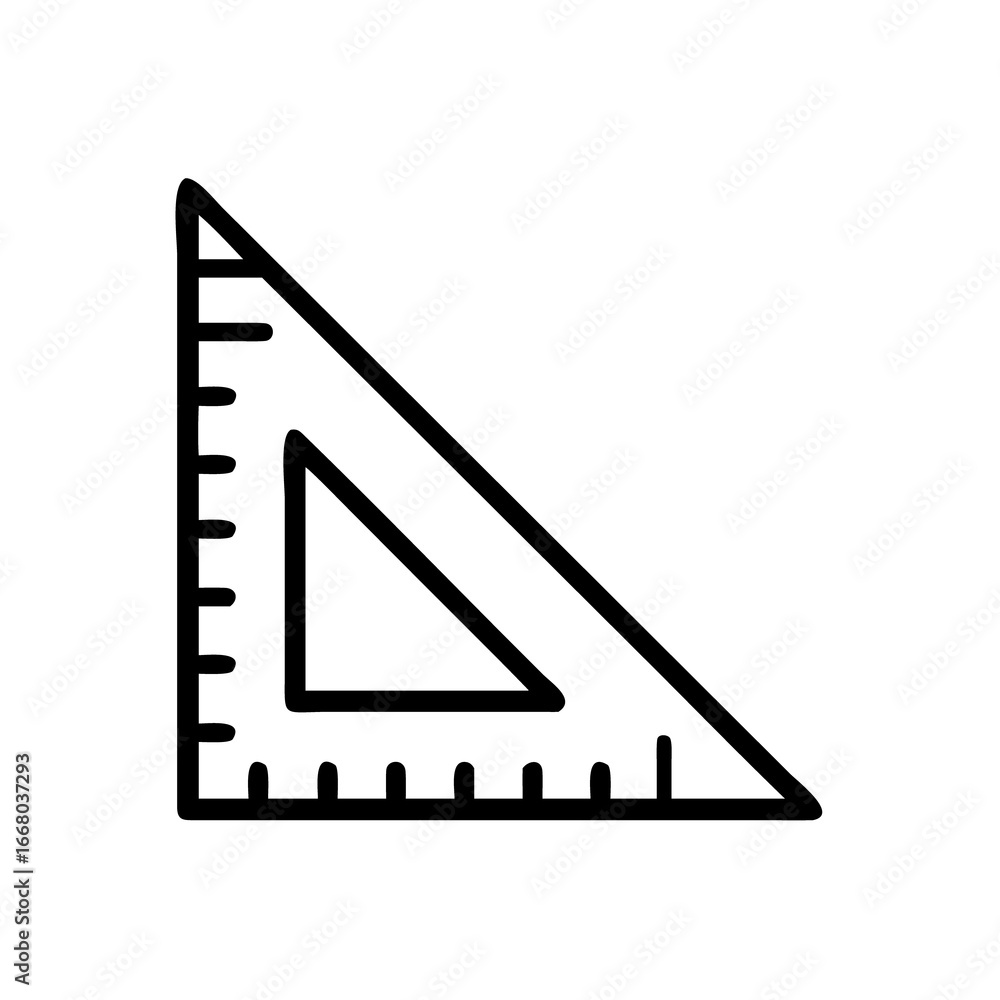 Poster vector graphic of a right triangle ruler for geometry math education and drafting needs isolated on 