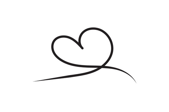 Heart lines. Continuous line drawing of two hearts on transparent background. One line drawing heart. Hand drawn banner for valentine's day. Vector illustrator