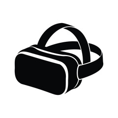 Black and white vector image showing a virtual reality headset in detail, Virtual reality silhouette vector illustration