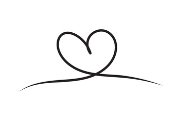 Heart hand drawn. Heart continuous line drawing. Single contour heart for love design. Single sketch heart. Symbol love. Simplicity sign isolated on white background. Vector illustration EPS1