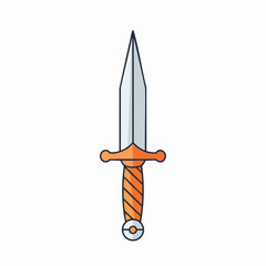 Simple Illustration of a Pointed Dagger with Orange Handle