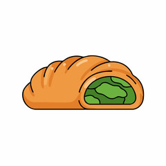 Colorful Illustration of a Spinach Filled Pastry Roll