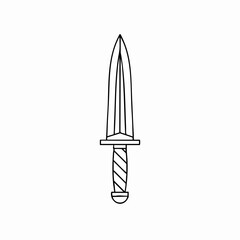 Fototapeta premium Simple Line Drawing of a Dagger with Detailed Handle