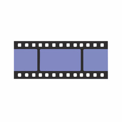 Simple Film Strip with Three Frames, Flat Design, Isolated on Transparent Background