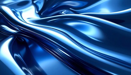 Close-up of flowing blue metallic surface