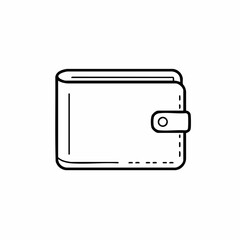 Fototapeta premium Simple Line Drawing of a Closed Leather Wallet
