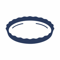 Simple Dark Blue Pie Dish with Scalloped Edge and Interior Lines