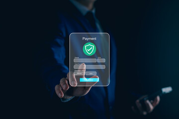 FinTech, Financial technology, Digital payment concept, AI, banking economy and money, Businessman with online wallet tech, finance investment.