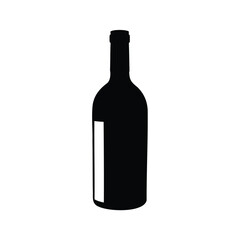 Silhouette of a bottle of wine, drink, refreshment, alcohol beverage, Wine drink bottle silhouette vector illustration