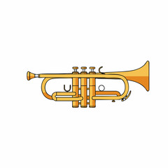 Fototapeta premium Detailed Illustration of a Golden Trumpet with Valves and Bell.