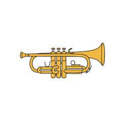 Obraz premium Detailed Illustration of a Golden Trumpet with Black Outlines and Valves