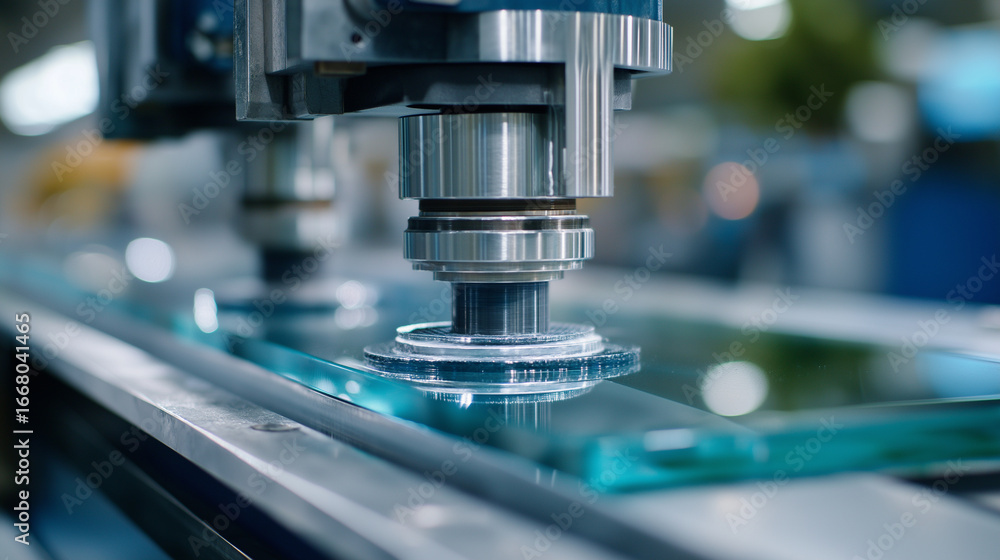 Aufkleber a glass polishing facility achieves an optical-quality surface through an automated process. robotic