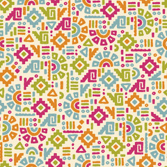 Hand drawn abstract seamless pattern, ethnic background, aztec style - great for textiles, banners, wallpapers, wrapping - vector design