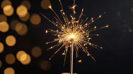 Fototapeta premium Golden Sparkler Glow for New Year Celebration - 4