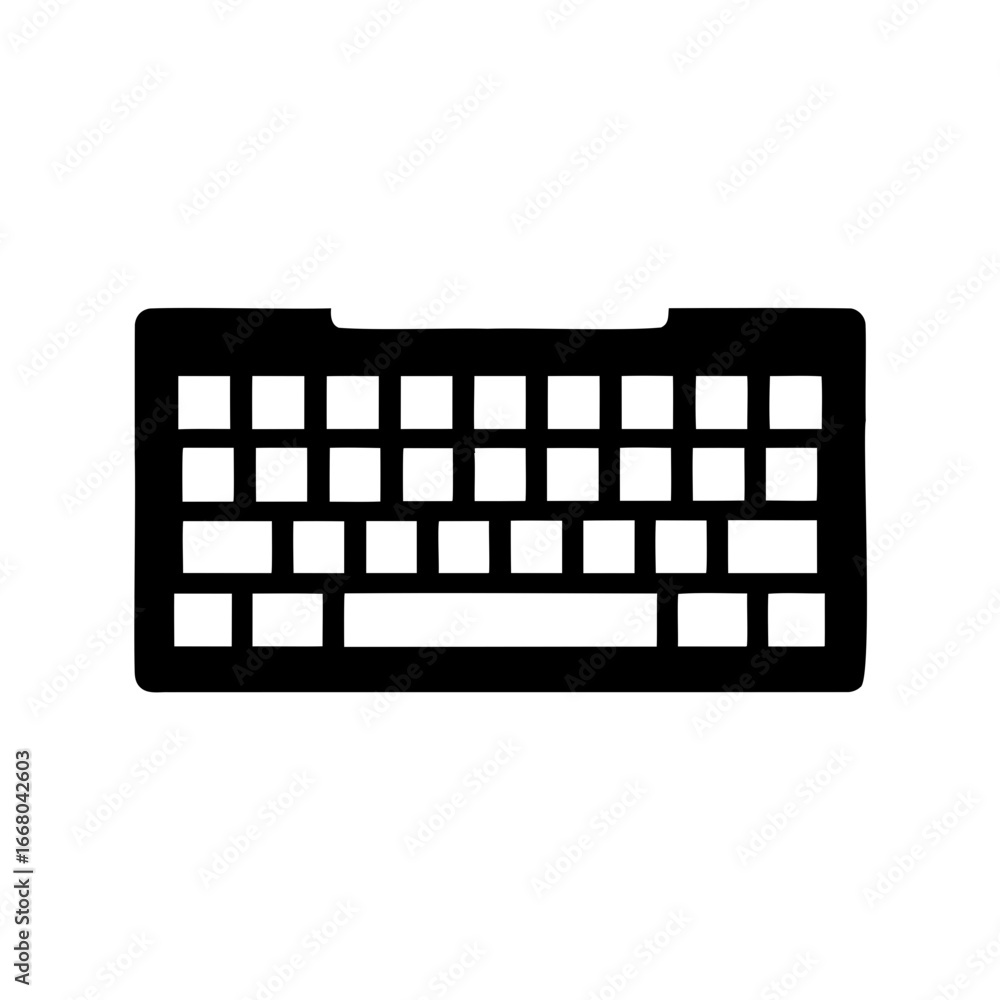 Poster a simple black and white vector illustration of a computer keyboard