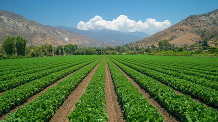 Drone checking soil moisture levels in lettuce field