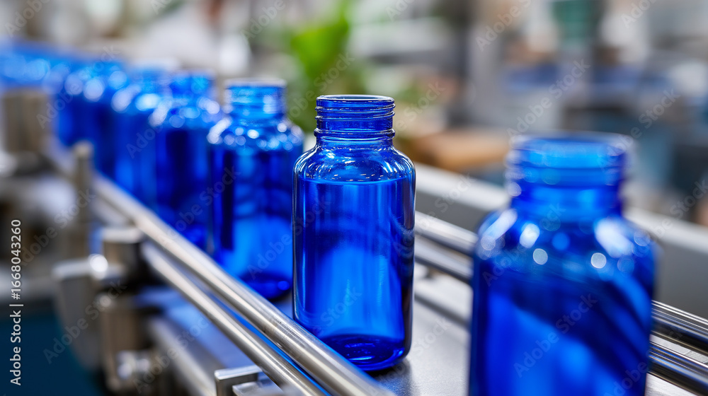 Aufkleber a glass packaging production line features an automated quality inspection system. the vision system