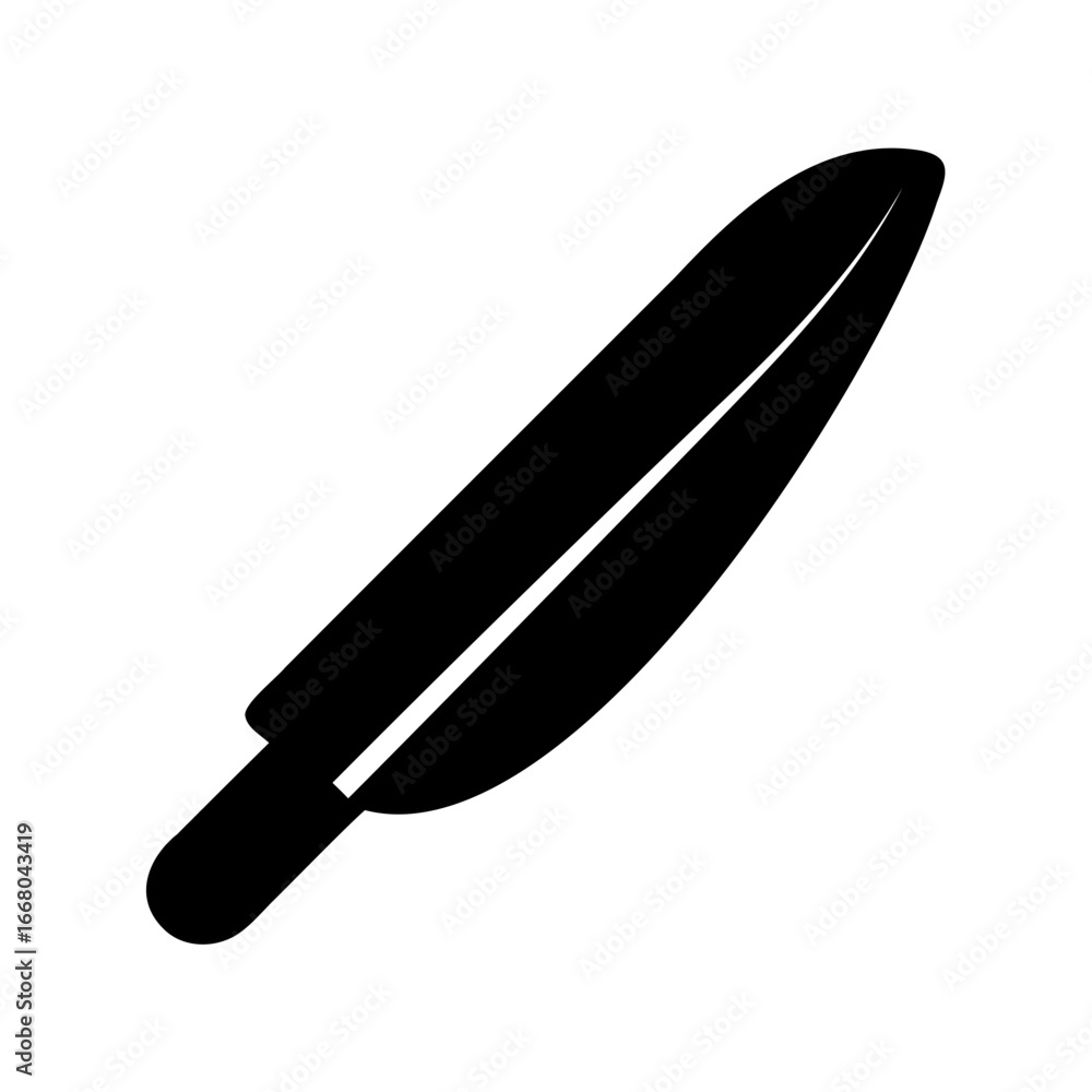 Poster black and white vector image of a knife with a rounded handle