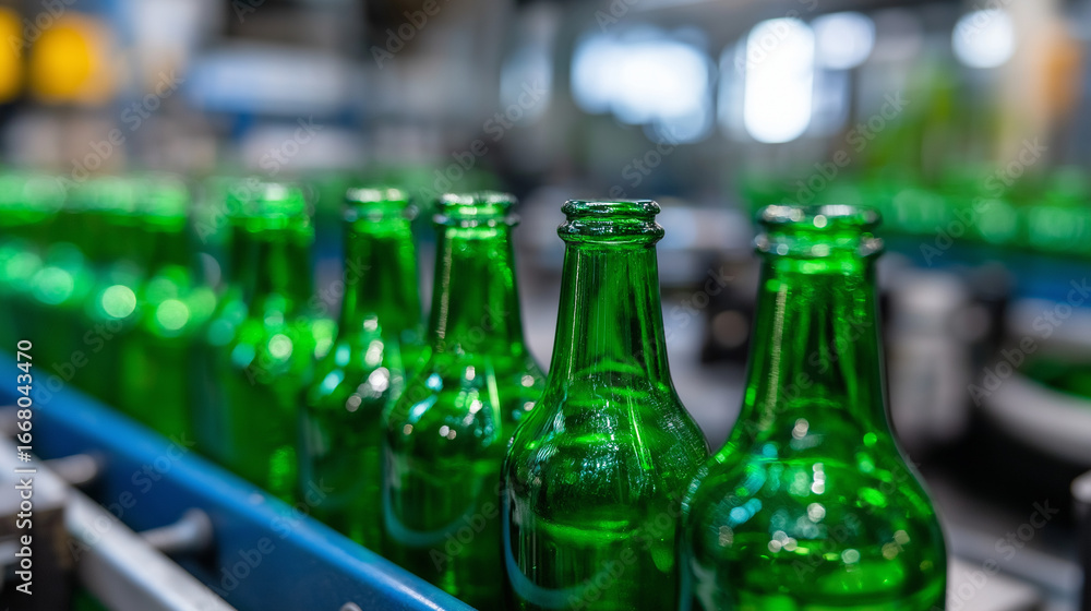 Aufkleber a glass packaging production line features an automated quality inspection system. the vision system