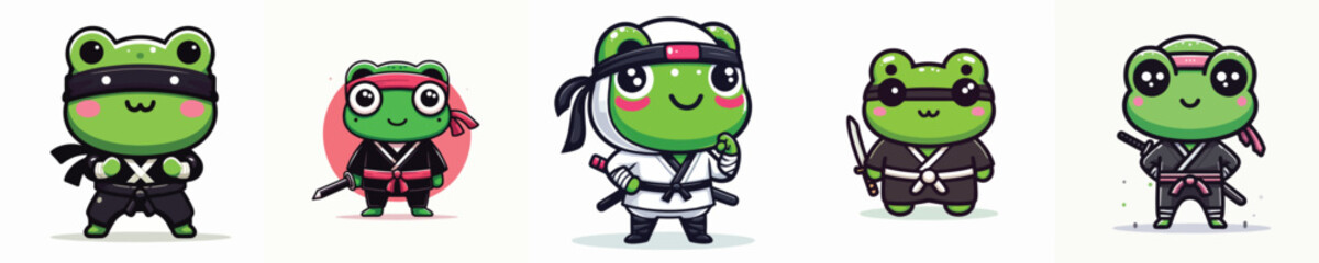 cute frog vector in ninja costume