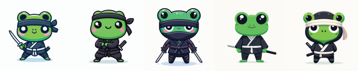 cute frog vector in ninja costume