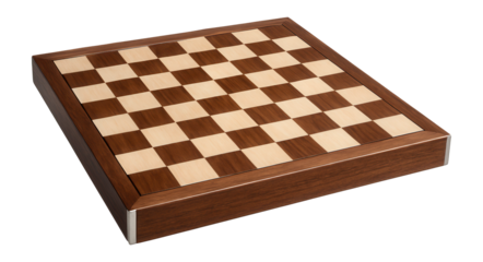 Wooden chessboard with alternating dark and light squares for strategic gaming