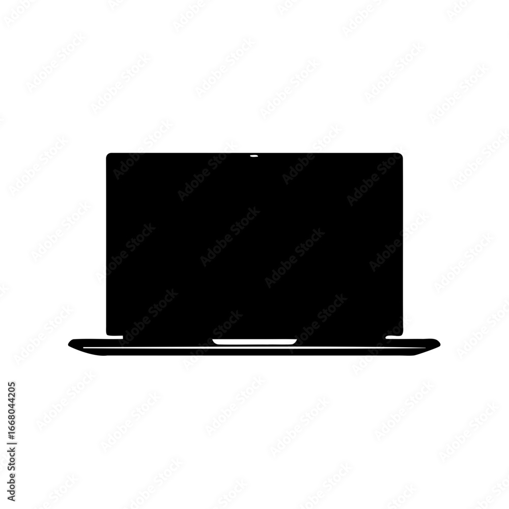 Poster silhouette of a modern laptop computer with a large screen display