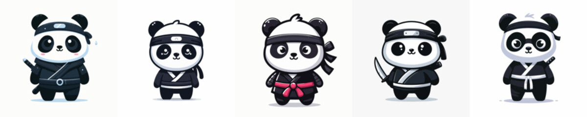 Fototapeta premium cute panda vector in ninja costume